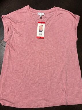 Jessica Simpson Heathered Pink V-Neck Short Sleeve Tee